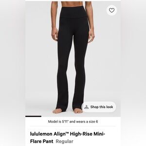 🍋🖤LULULEMON WOMENS ALIGN HIGH RISE MINI FLARE SIZE 4 IN BLACK - OUT OF STOCK🍋🖤🍋